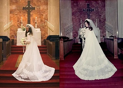 O vestido de noiva é o mesmo.