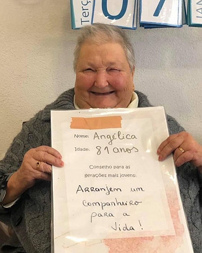 Angélica, 81 anos: “Arrumem um companheiro para a vida”.