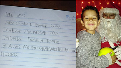 Criança pede carne em carta ao Papai Noel e doações ultrapassam R$ 20 mil