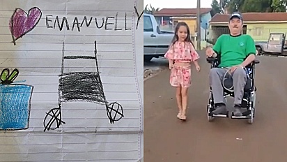 Em carta para o Papai Noel criança pede cadeira de rodas para vizinho e é atendida.