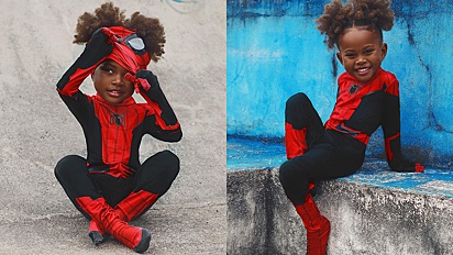 Criança brasileira faz ensaio com o tema “aranha-baby” e fotos viralizam na web.