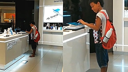 Criança é flagrada estudam em tablet de loja e ganha um da empresa.