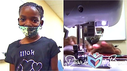 Menina de 11 anos confecciona centenas de máscaras para profissionais de saúde e sem-teto. (Foto: Reprodução/CBS46)