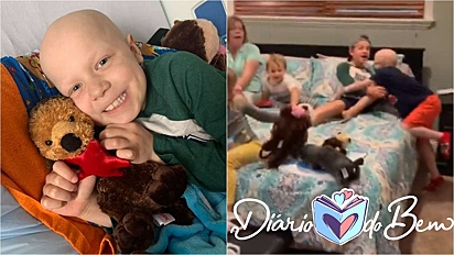 Menino de 6 anos vence leucemia e reencontra seus irmãos após 147 dias no hospital. (Facebook/@PrayforZeke) 
