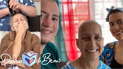 Filhos fazem surpresa para mãe que está com câncer e raspam cabelo em sua homenagem.
